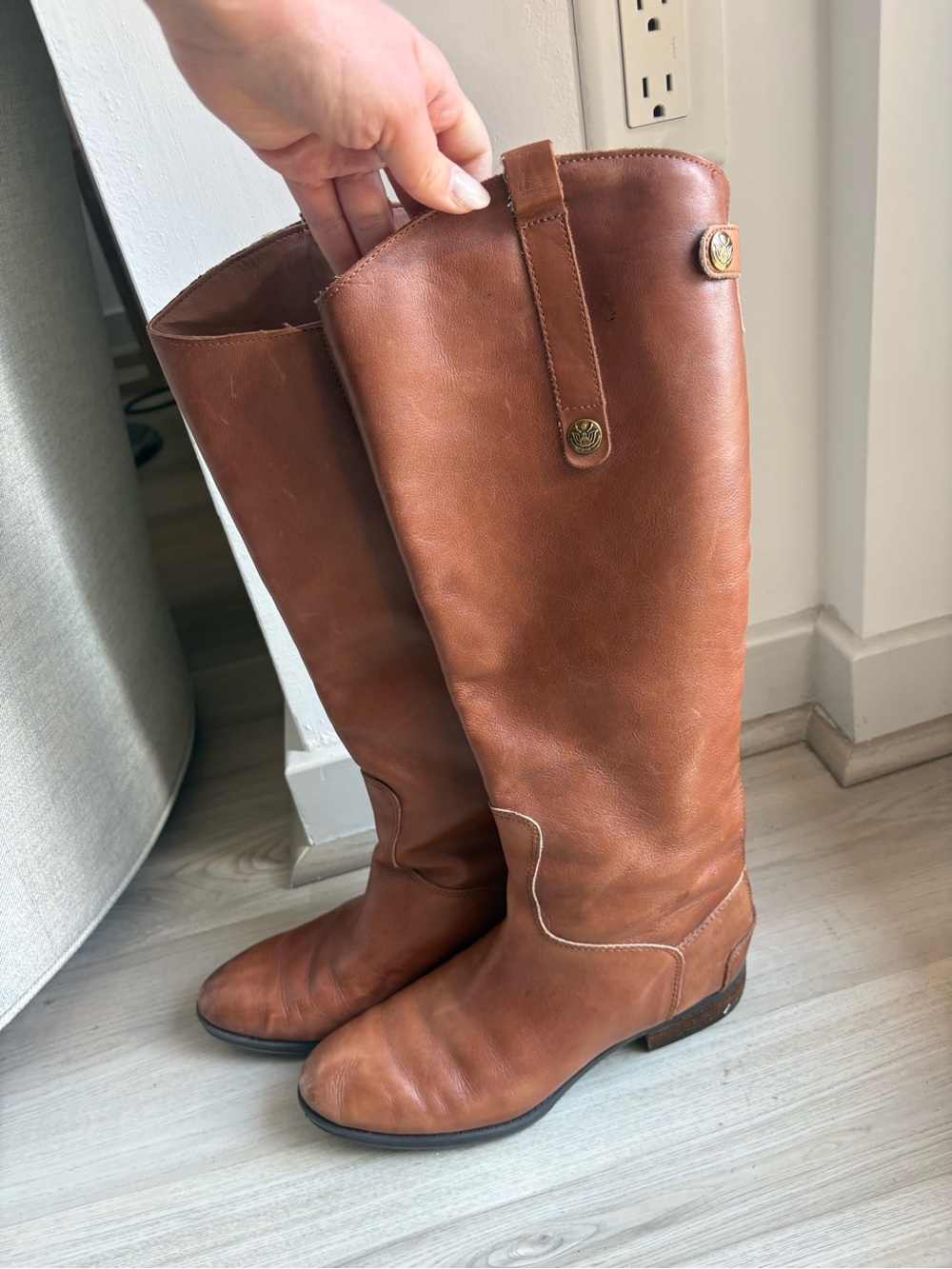 Sam Edelman Cognac Leather Tall Riding Boots